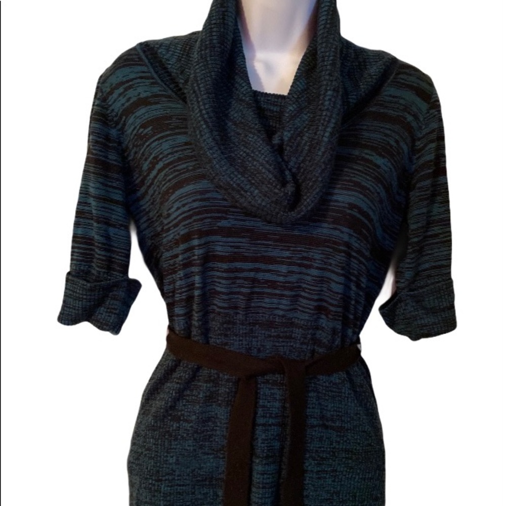 Maurices Blue Black Top Cowl Neck SS Med